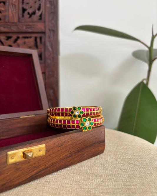 Ruby Jadau Kundan Bangles | BA023