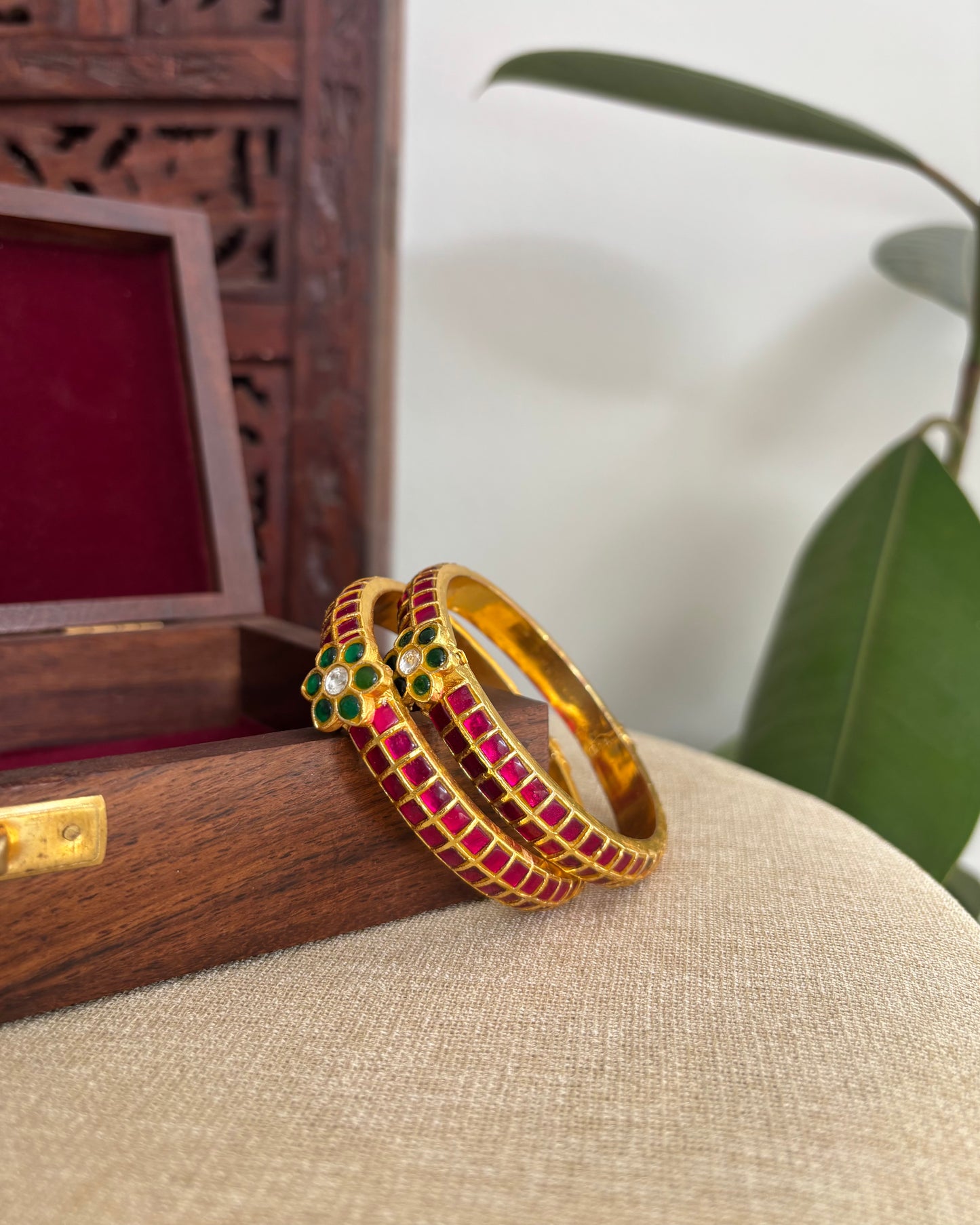 Ruby Jadau Kundan Bangles | BA023