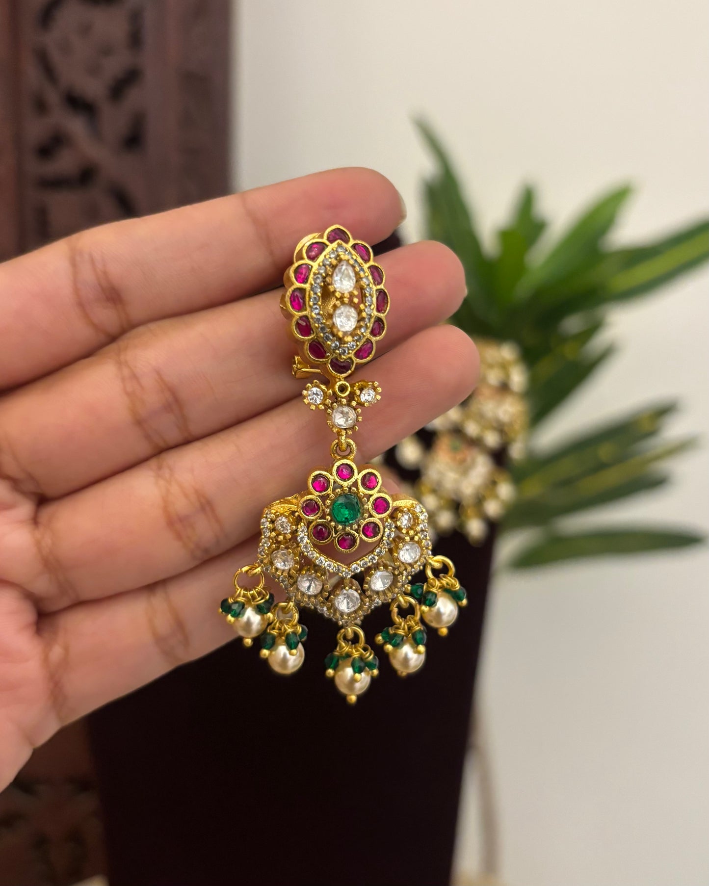 Floral Multicolor Mossanite Choker with Earrings | NC666