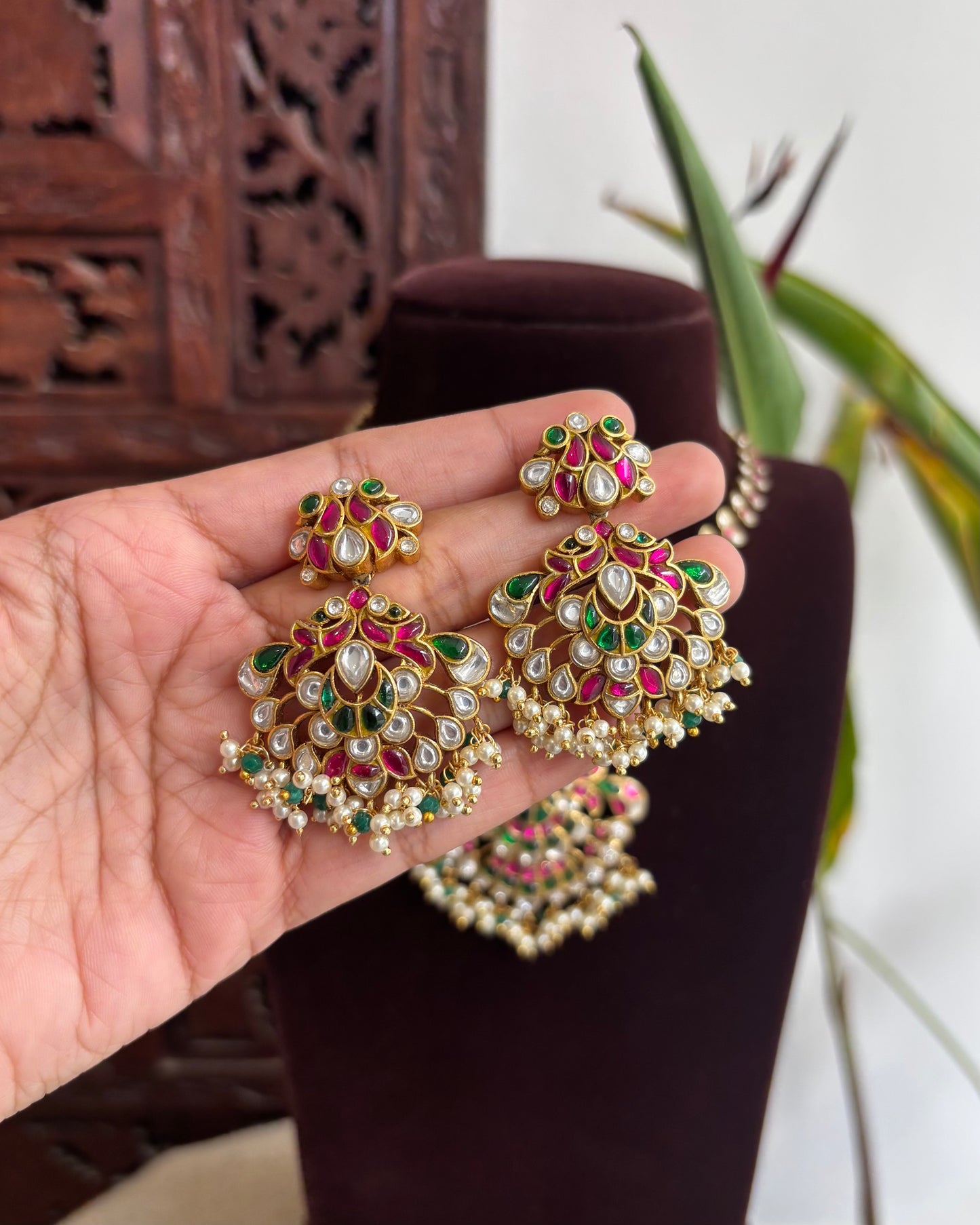 The 'Eternal Bloom' Delicate Jadau Kundan Necklace Set with Intricate Floral Chain | NC228