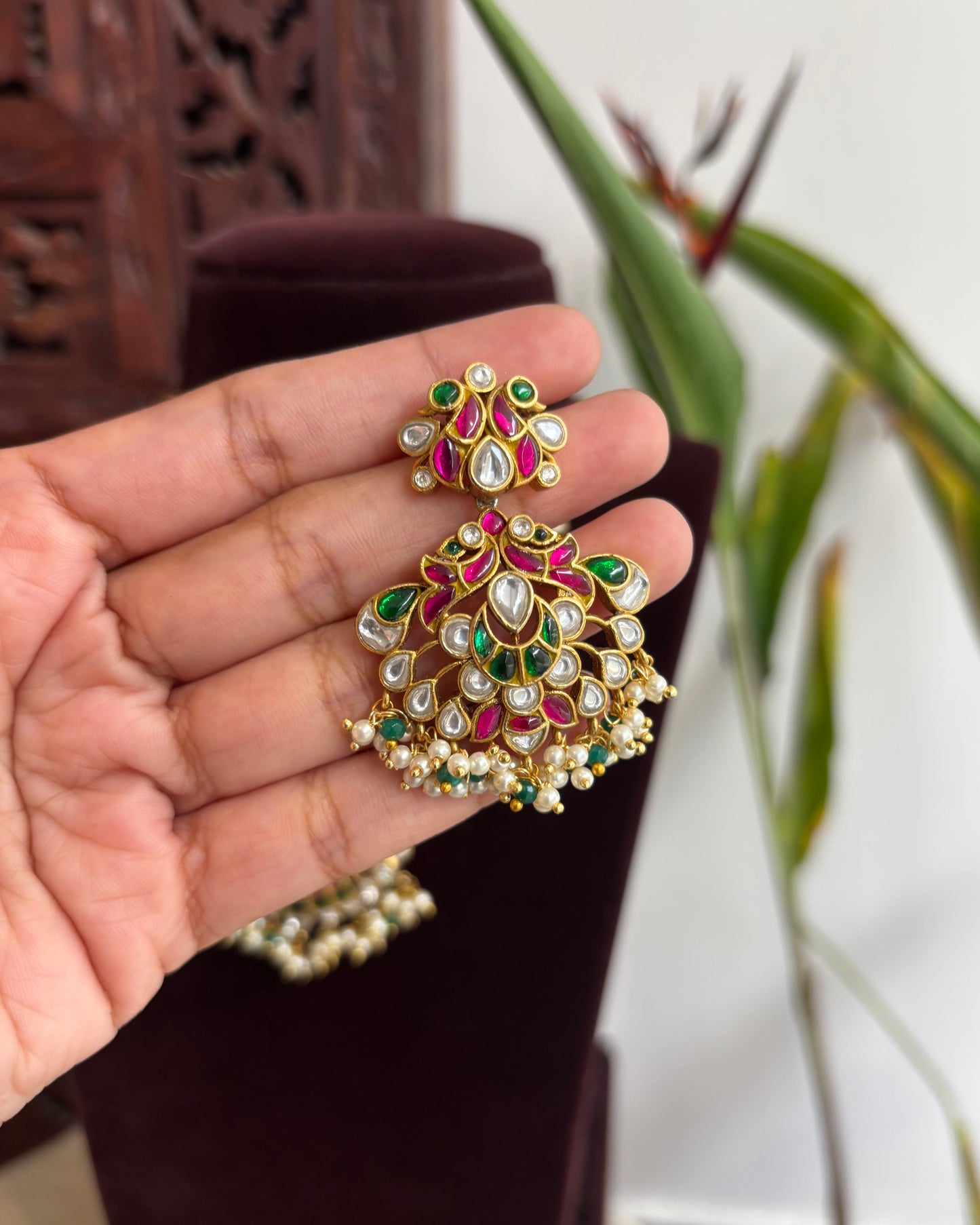 The 'Eternal Bloom' Delicate Jadau Kundan Necklace Set with Intricate Floral Chain | NC228