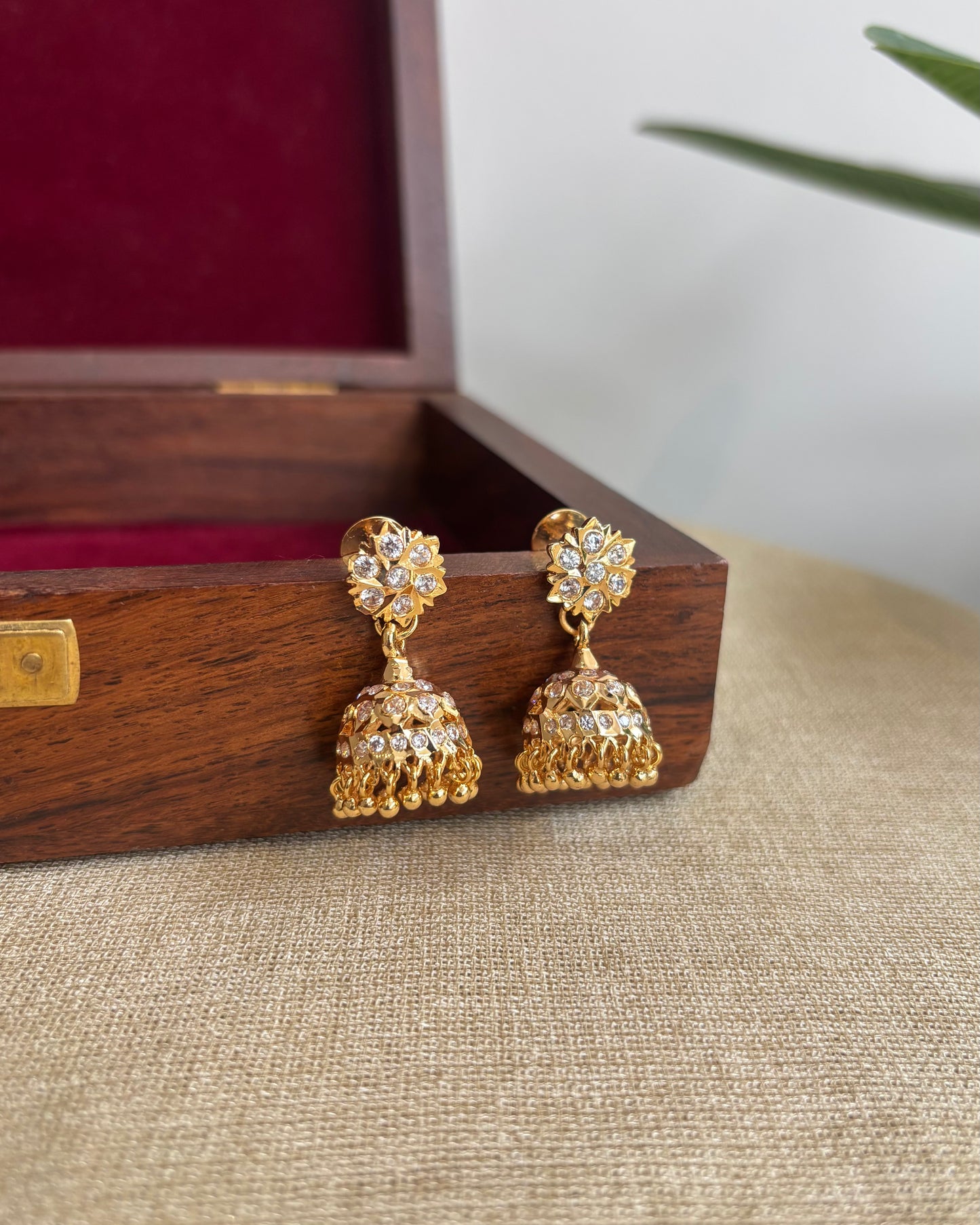 Vintage Impon Small Earrings – Classic Jhumkas | White | ER304