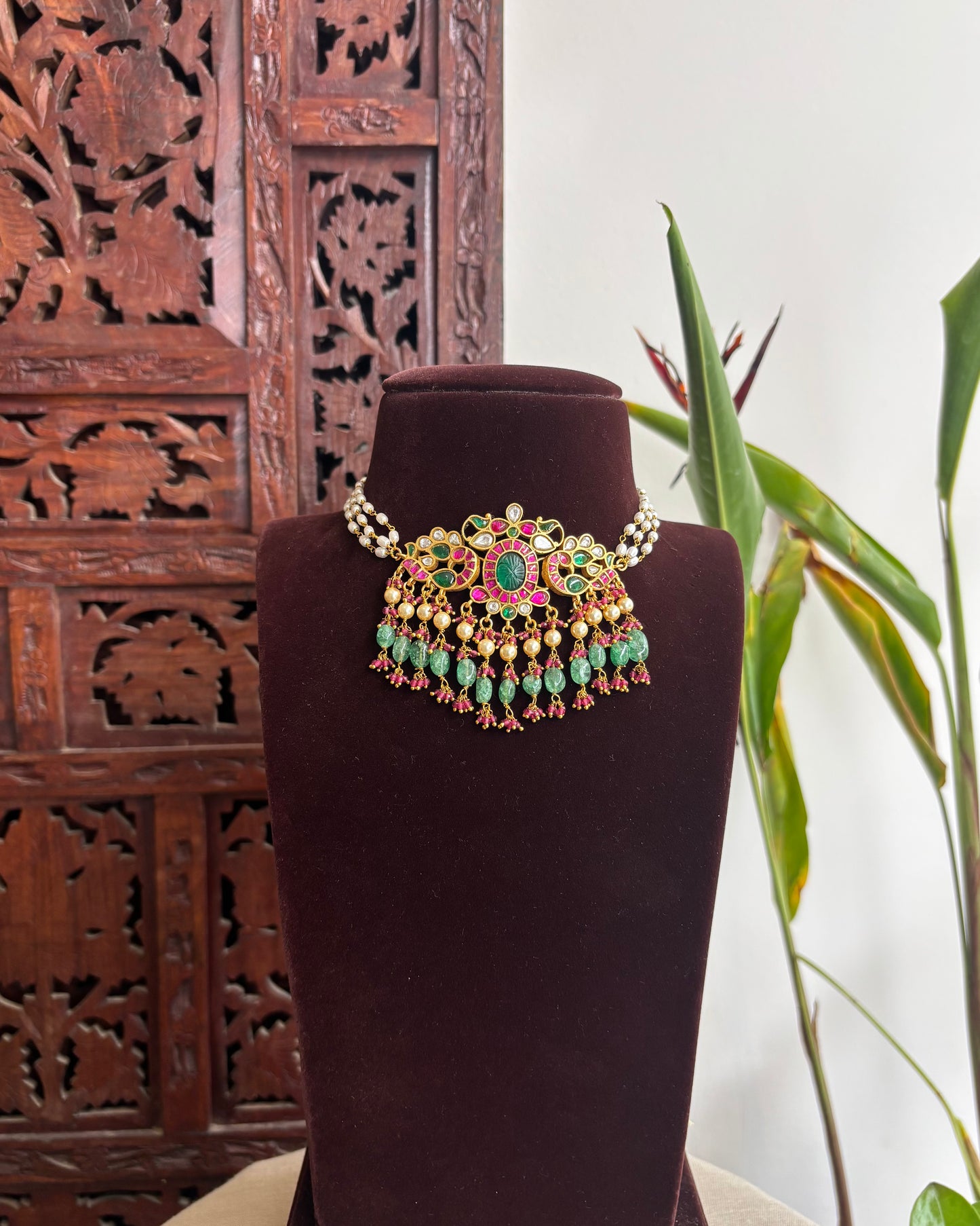 Jadau Kundan Peacock Choker | NC229