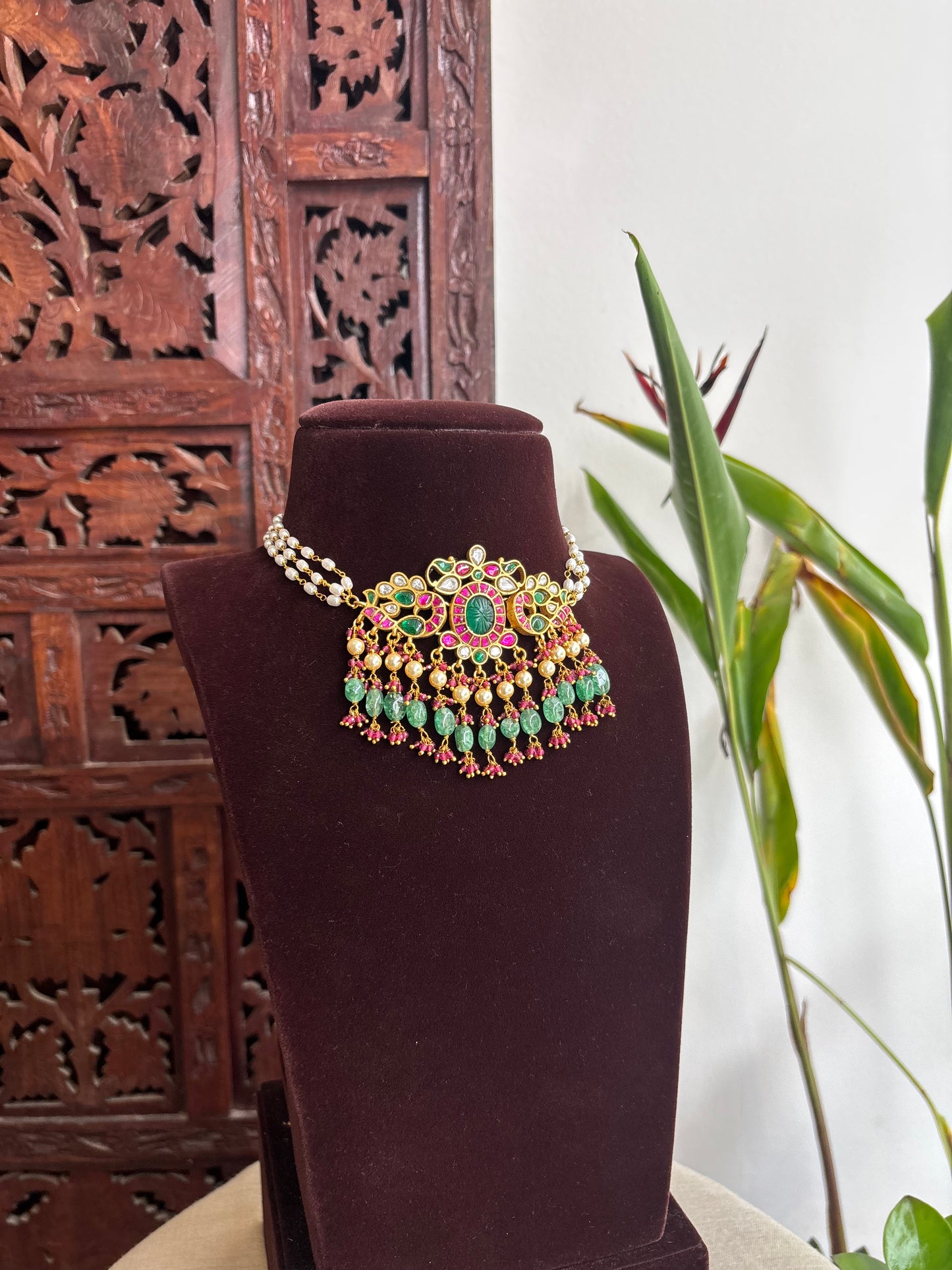 Jadau Kundan Peacock Choker | NC229