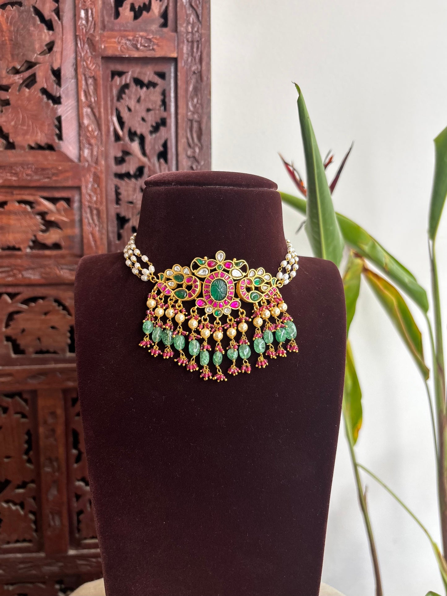 Jadau Kundan Peacock Choker | NC229