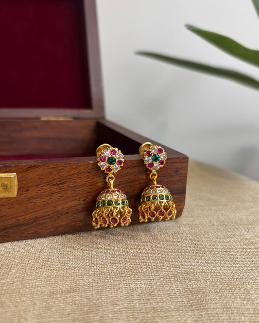 Vintage Impon Small Earrings – Classic Jhumkas | Multi Colour| ER305