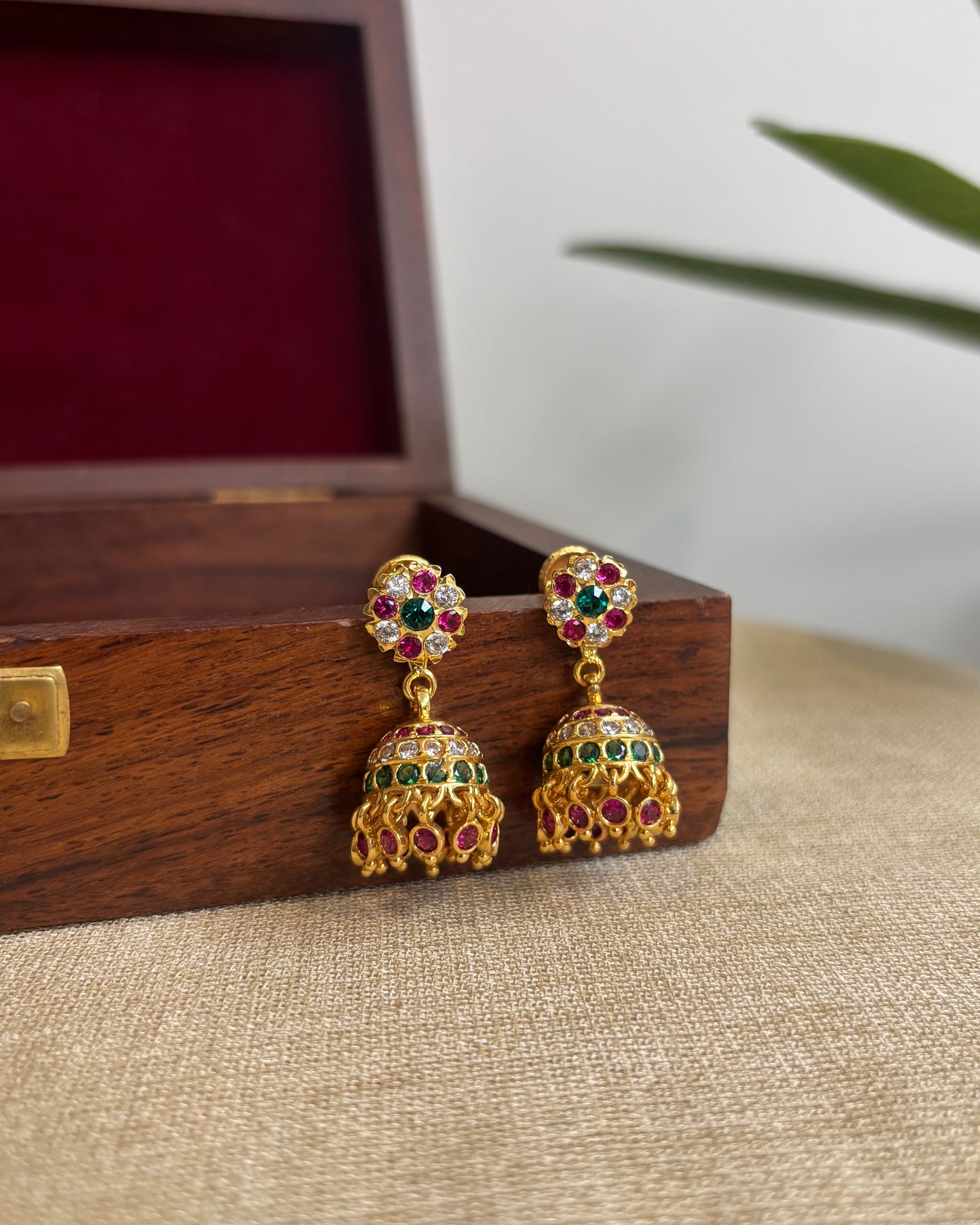 Vintage Impon Small Earrings – Classic Jhumkas | Multi Colour| ER305