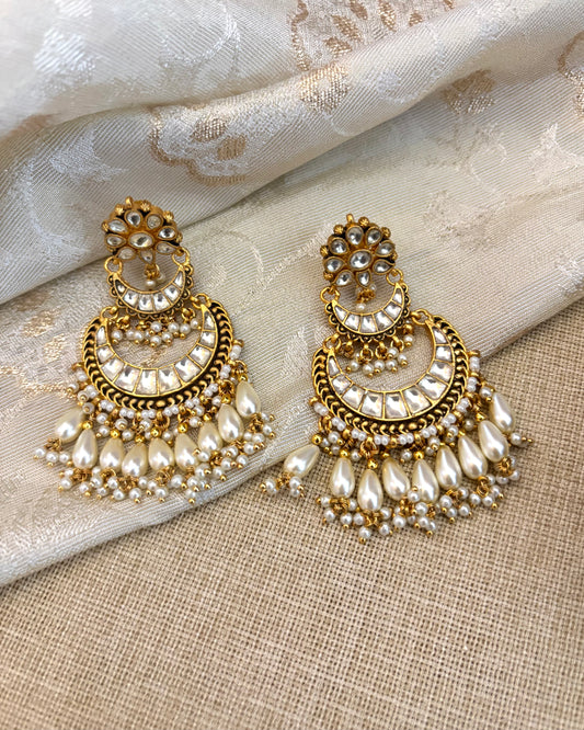 Pachi Kundan Chandbali Floral Earrings | ER117