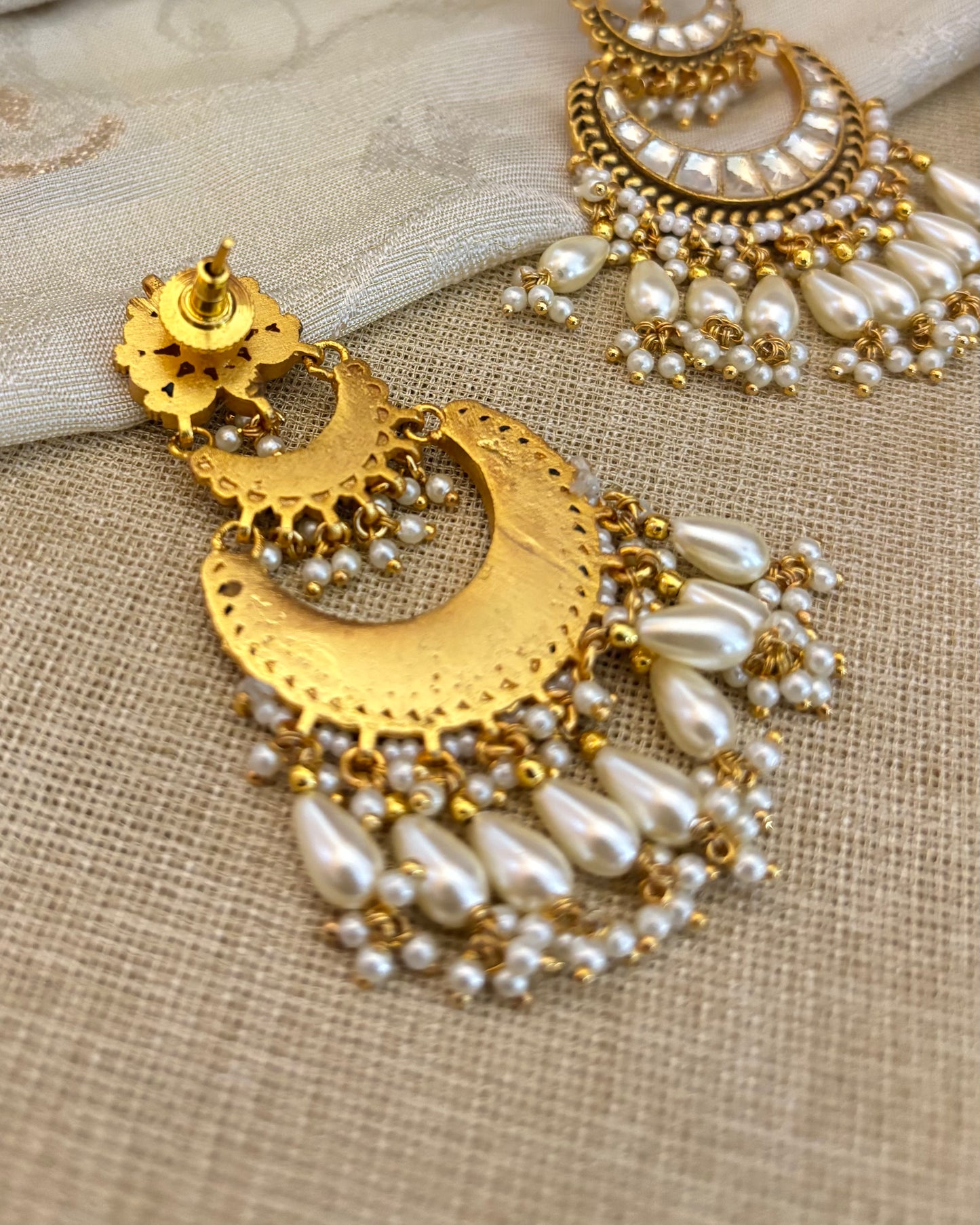 Pachi Kundan Chandbali Floral Earrings | ER117