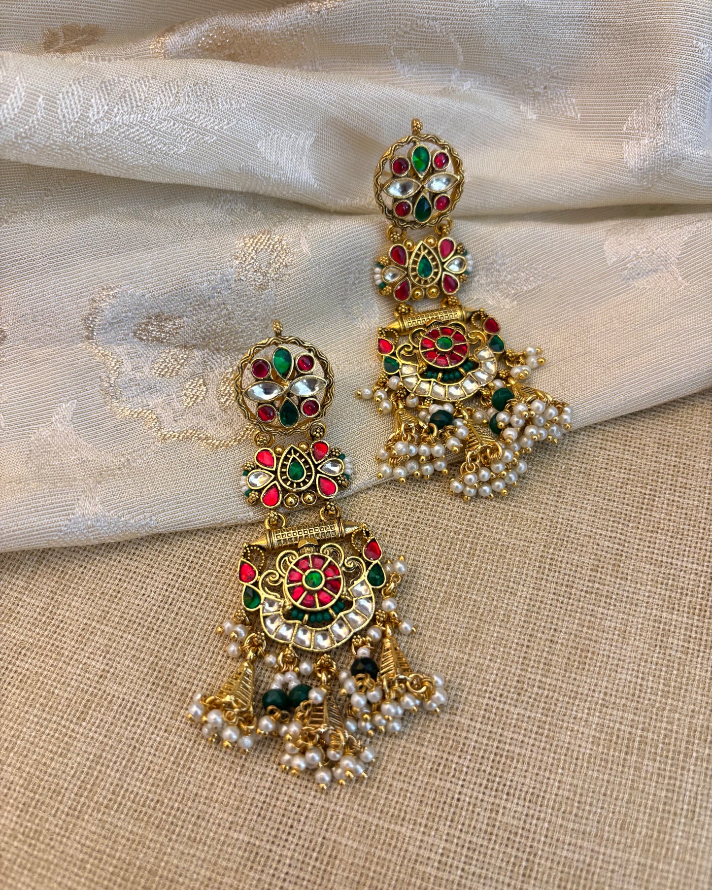 Heritage Glow Antique Kundan Earrings | ER120