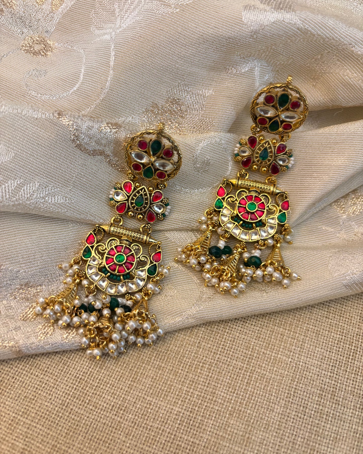 Heritage Glow Antique Kundan Earrings | ER120