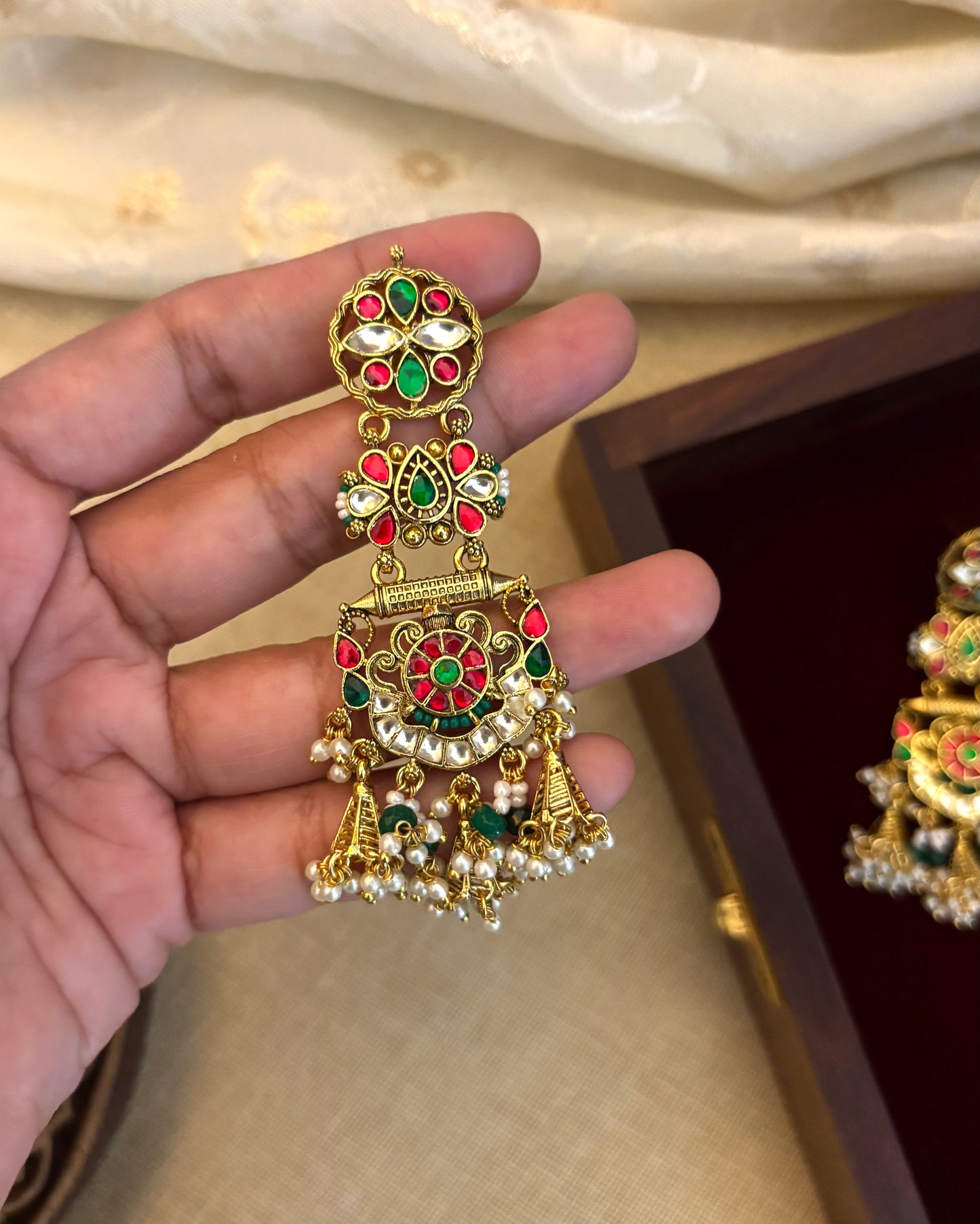 Heritage Glow Antique Kundan Earrings | ER120