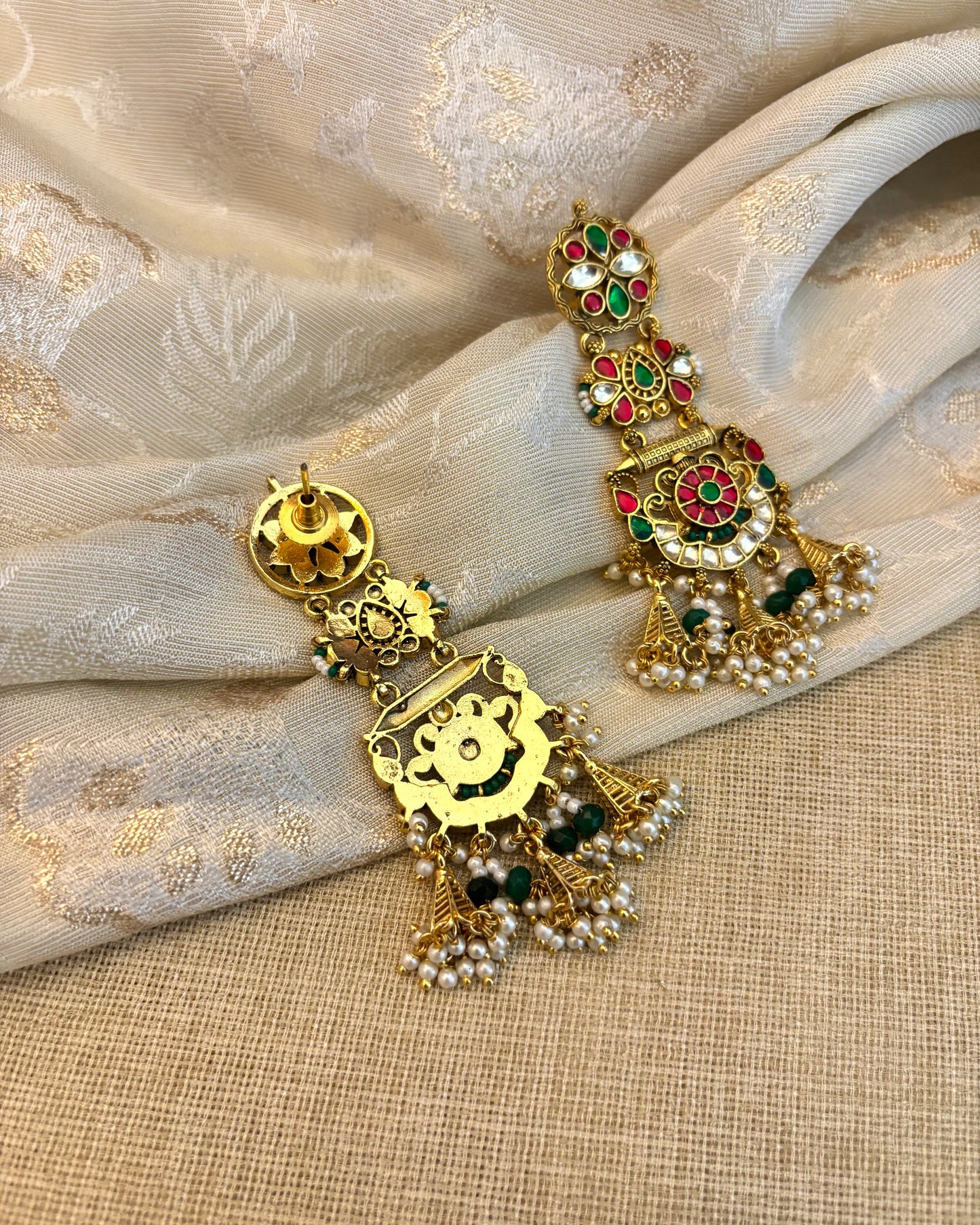 Heritage Glow Antique Kundan Earrings | ER120