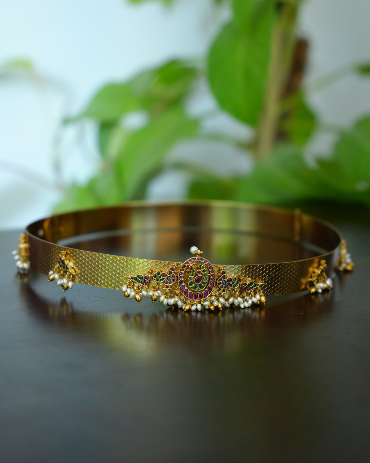 Peacock Medallion Hipbelt with Pearl Drops