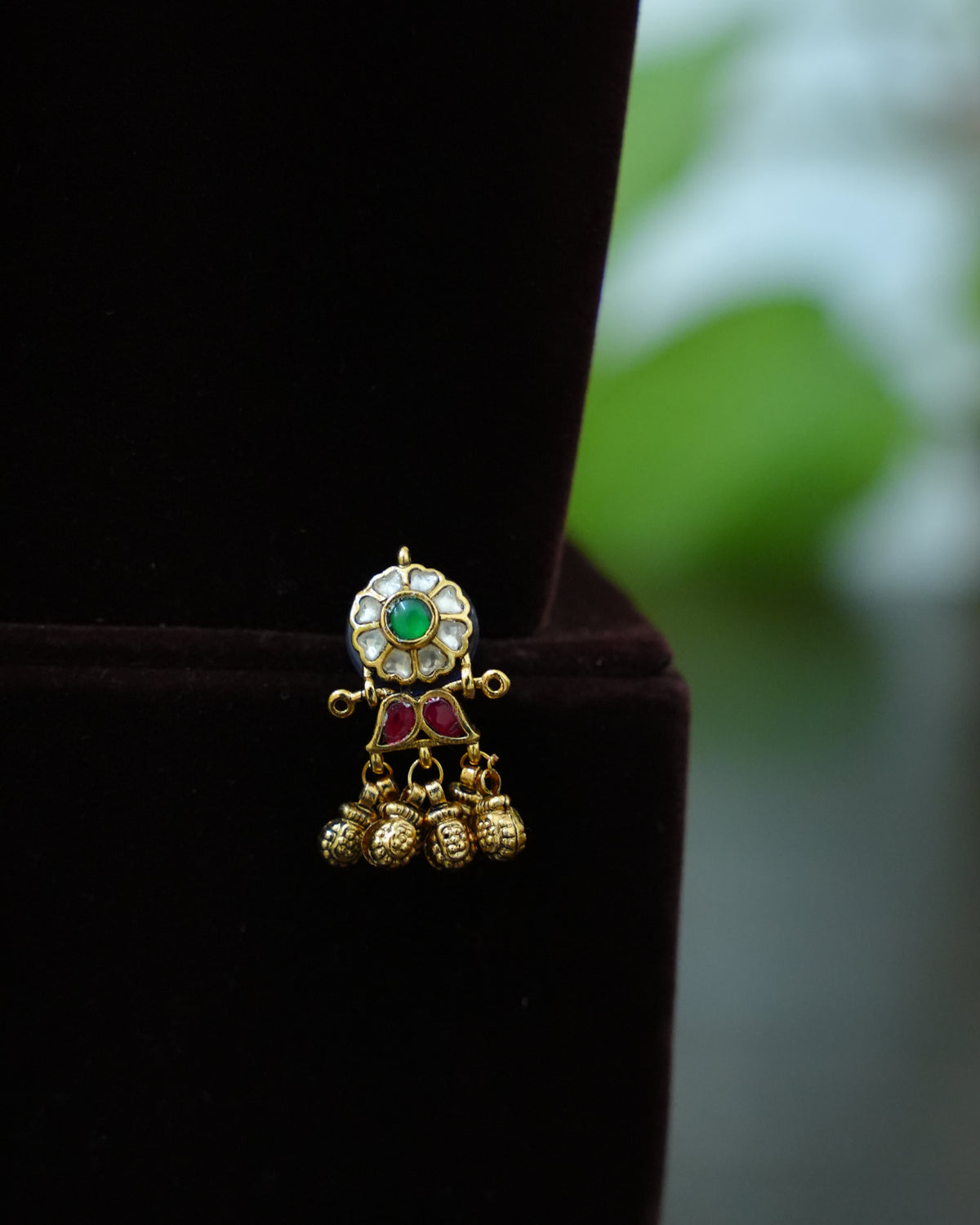 Multi-Strand Gold Chain Kundan Choker Set with Earrings