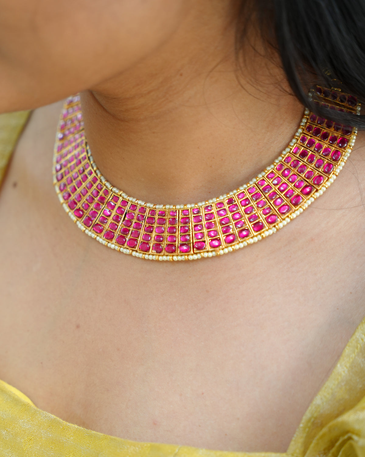 12 in 1 Convertible Ruby & White Kundan Mango Necklace Set with Earrings