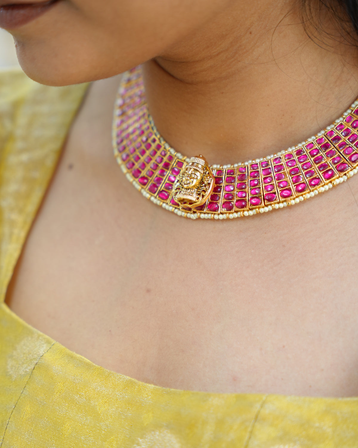 12 in 1 Convertible Ruby & White Kundan Mango Necklace Set with Earrings