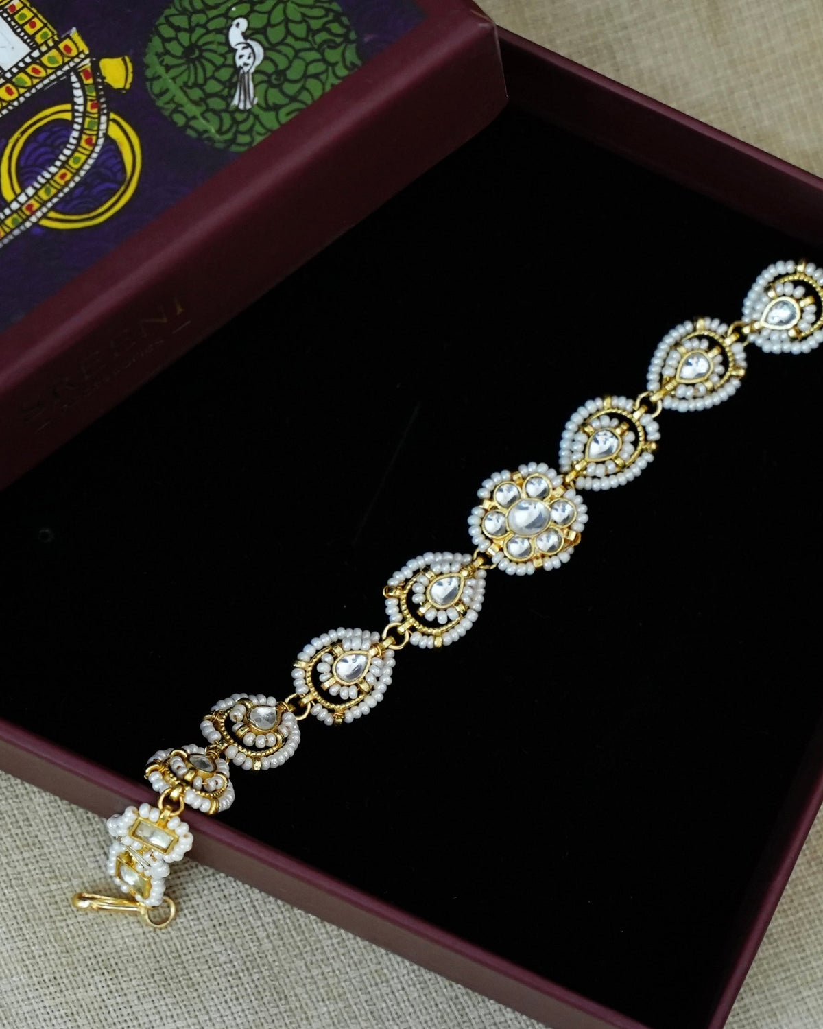 Pachhi Kundan Star Flower Bridal Sheeshphool – White
