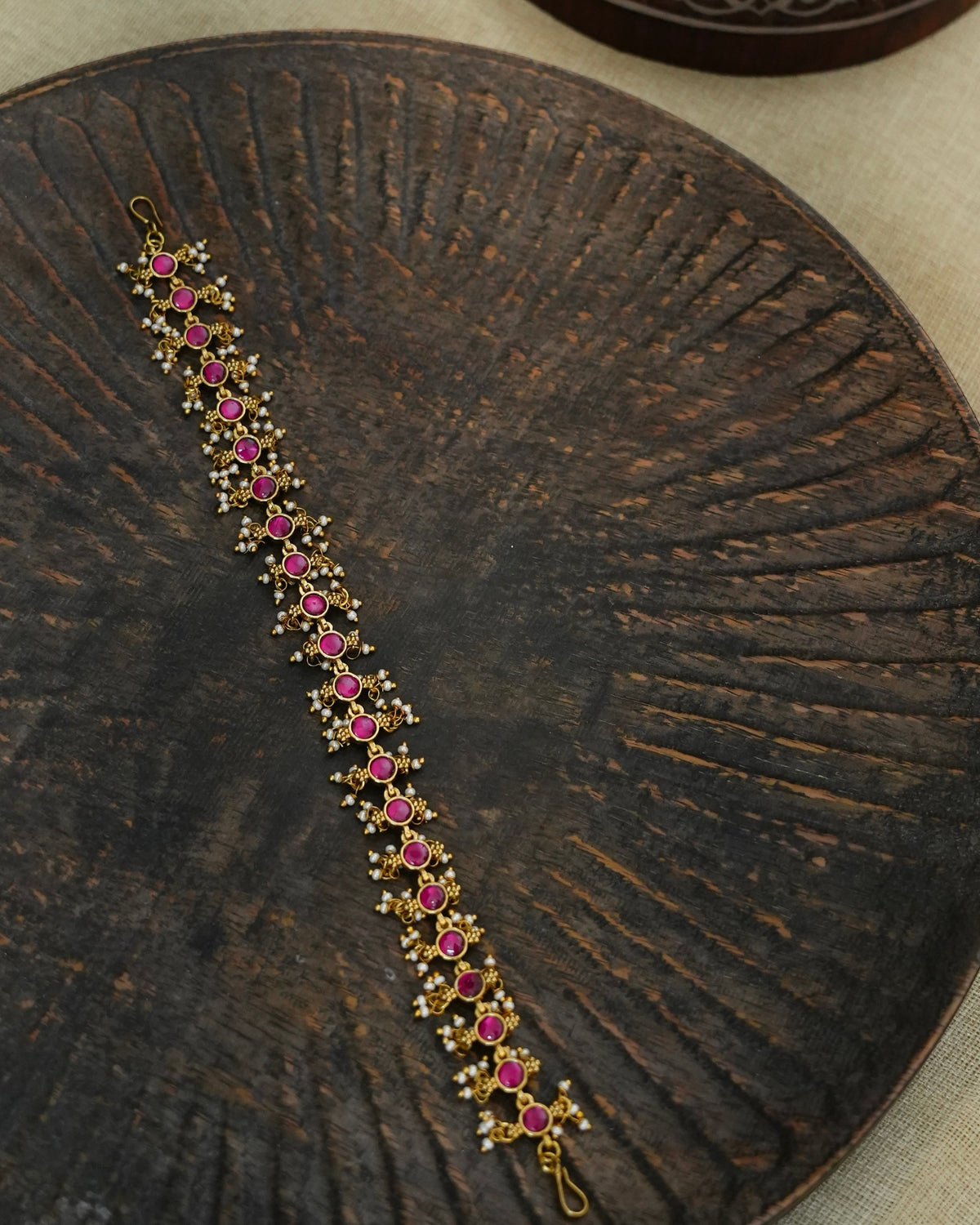 Royal Kemp Kundan Sheeshphool with Pearl Drops