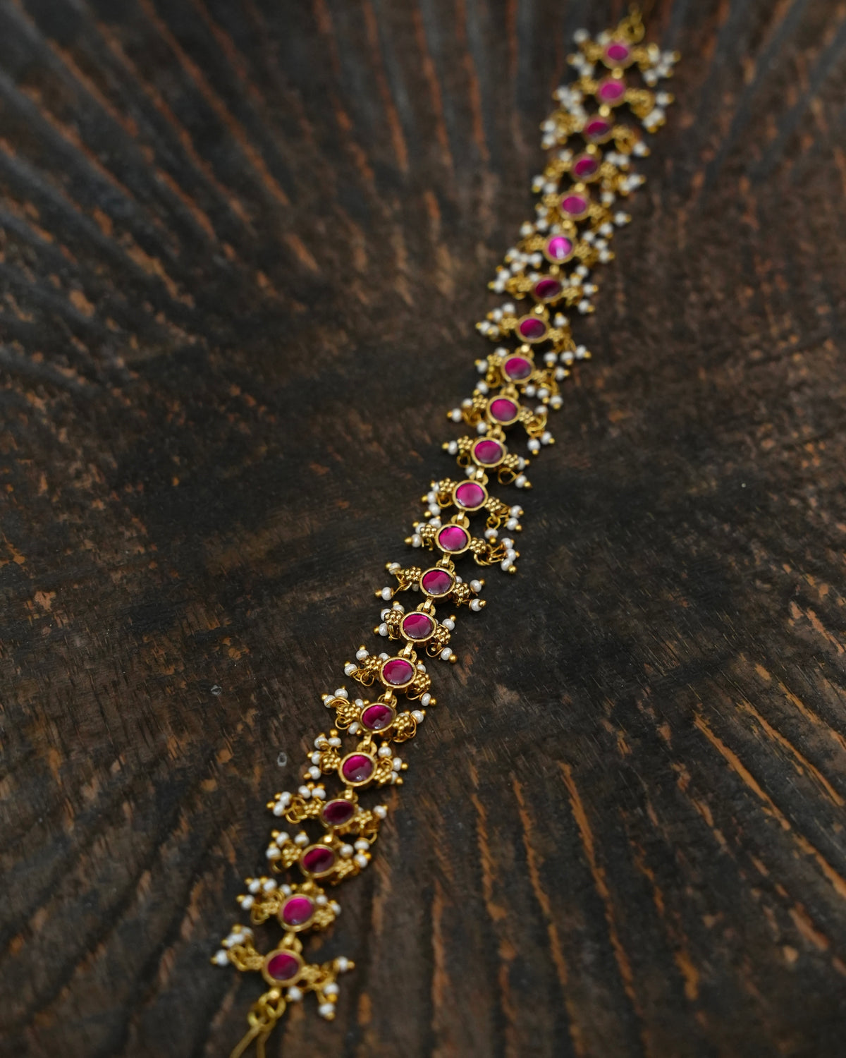 Royal Kemp Kundan Sheeshphool with Pearl Drops