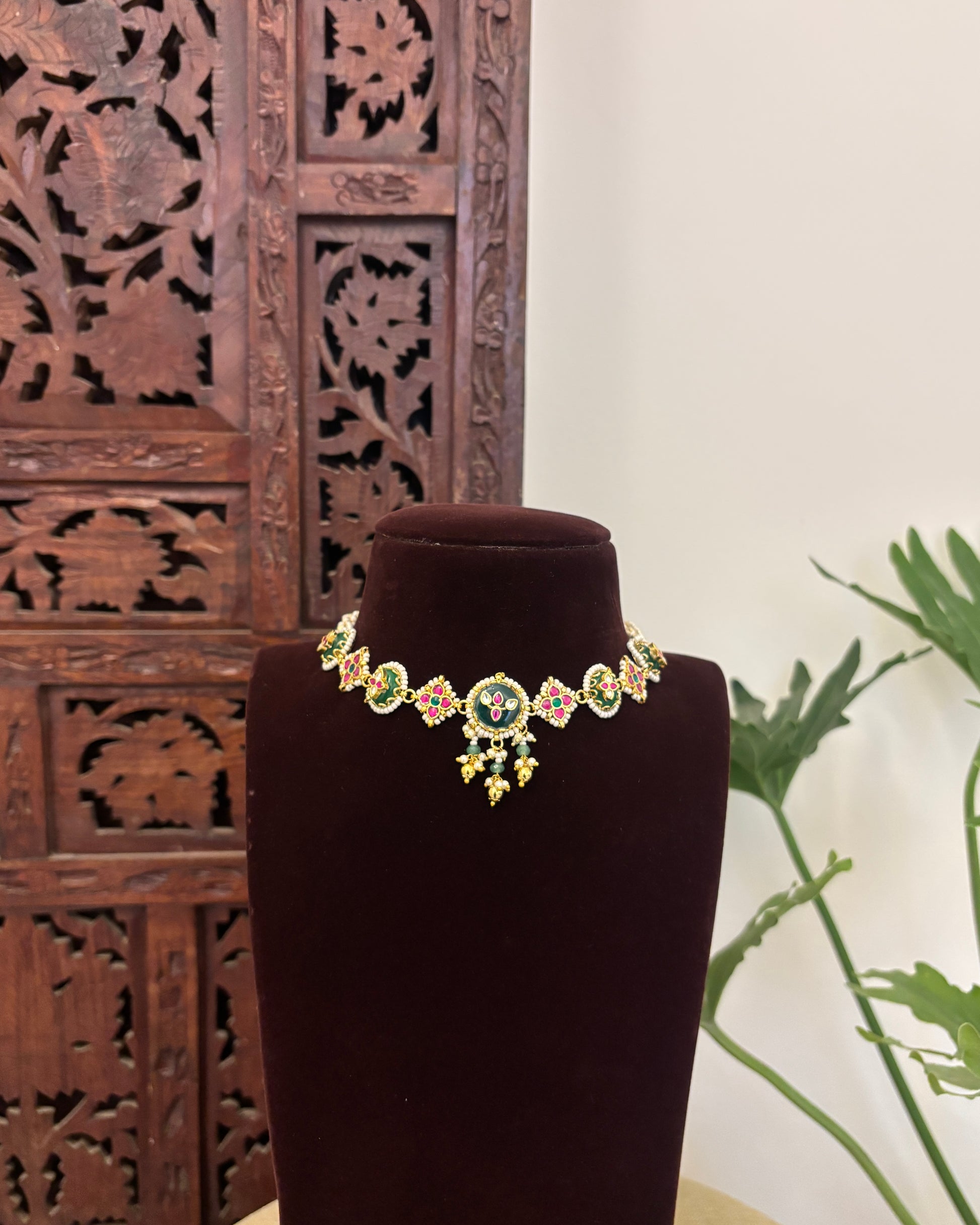 NC670 - Multi-Color Floral Kundan Choker 1