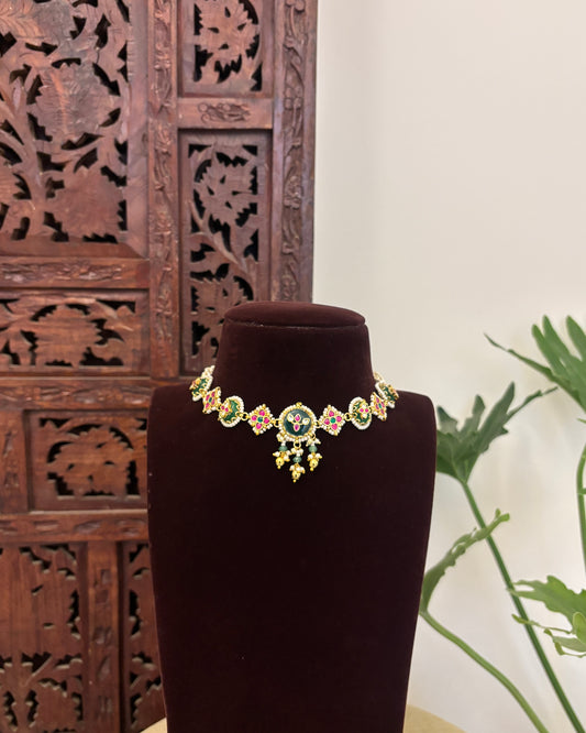 NC670 - Multi-Color Floral Kundan Choker 1