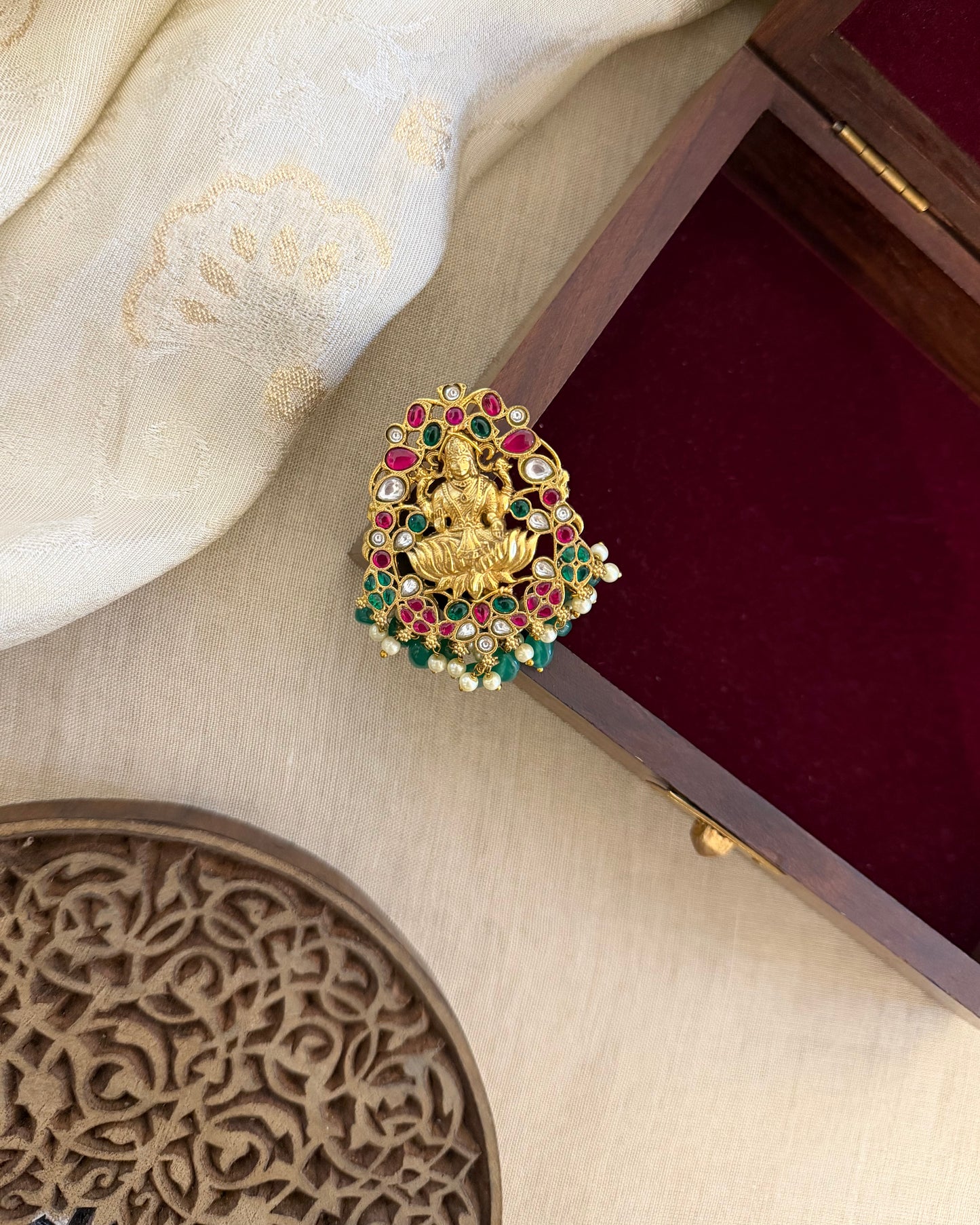 BR002 Jadau Kundan Brooch Saree Pin 3