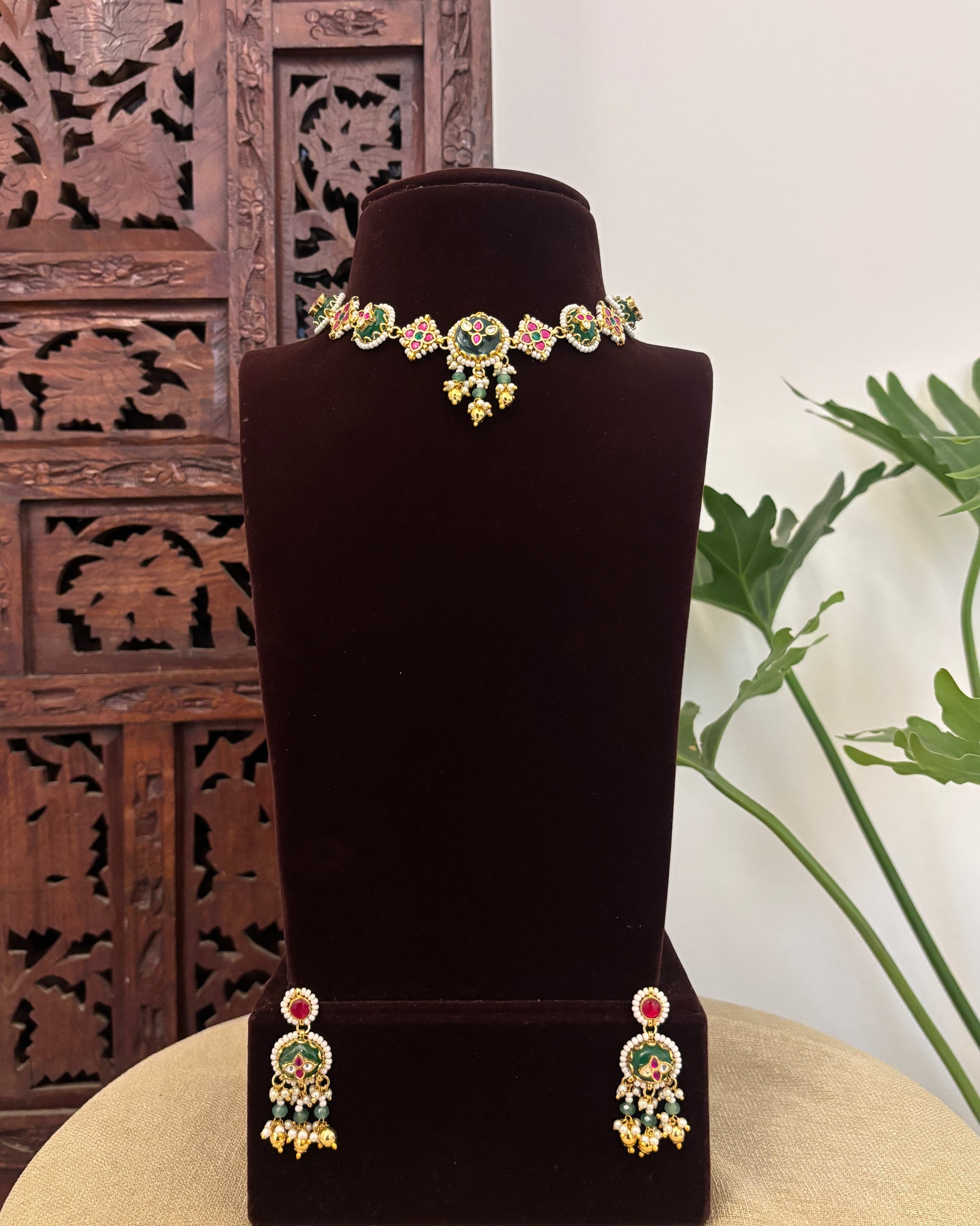 NC670 - Multi-Color Floral Kundan Choker 2