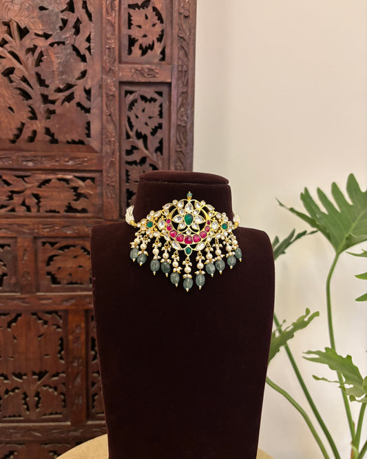 NC671 - Ruby & White Kundan Choker 3