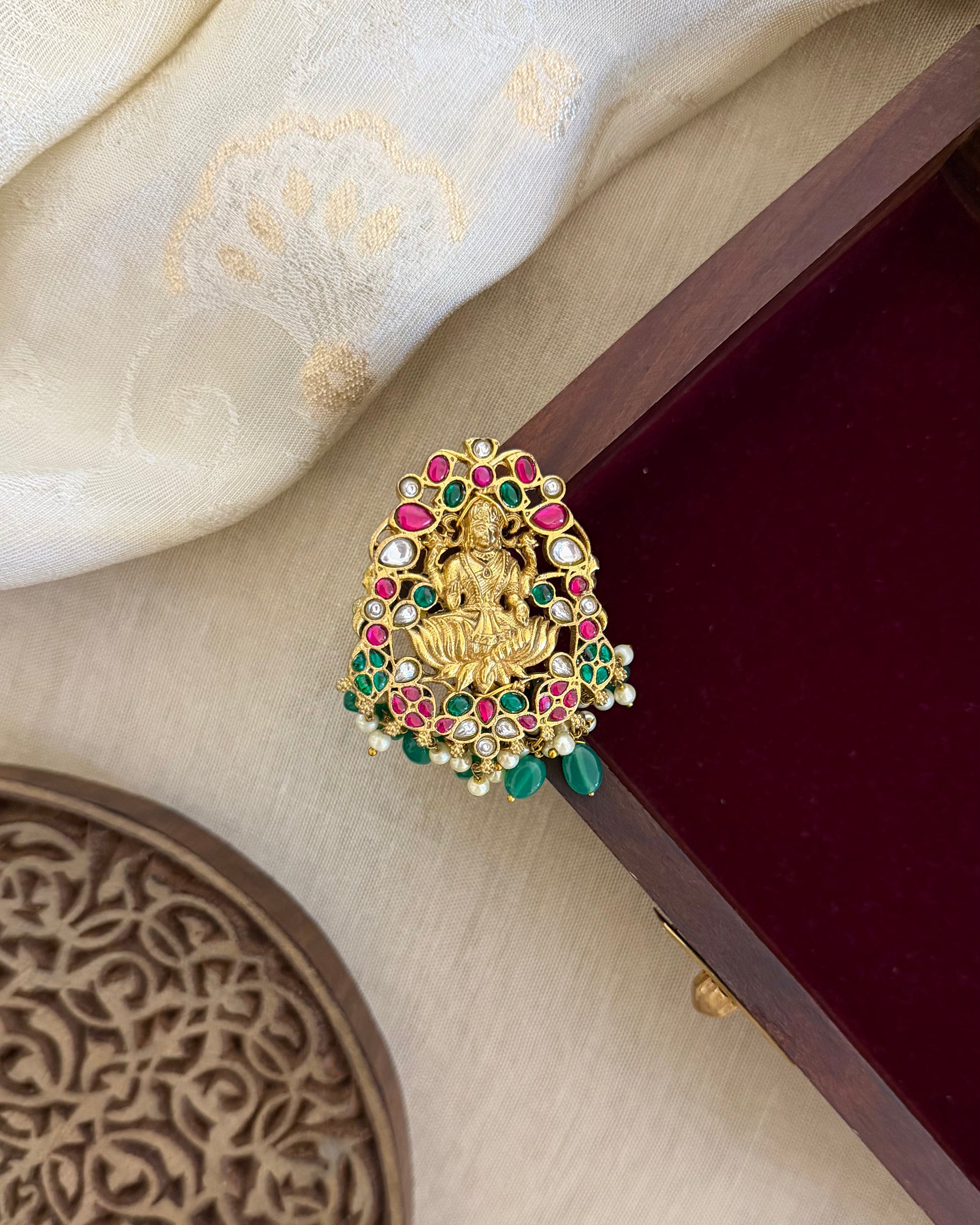 BR002 Jadau Kundan Brooch Saree Pin 1