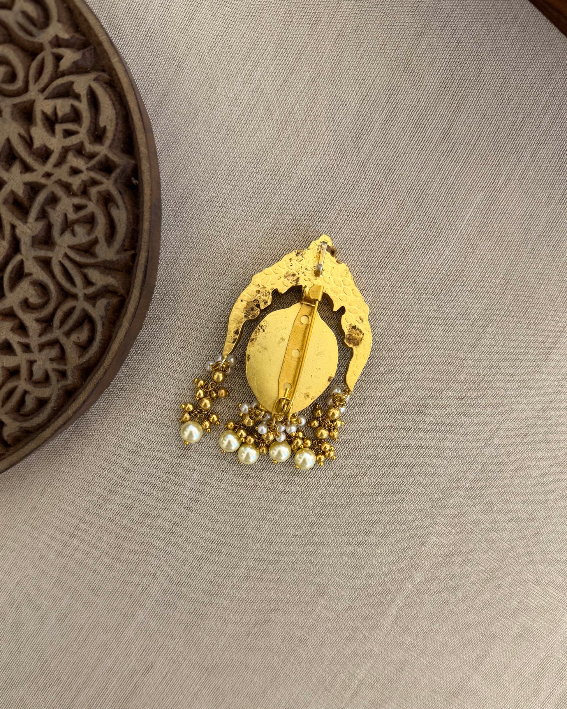 BR003 Jadau Kundan Brooch Saree Pin 3