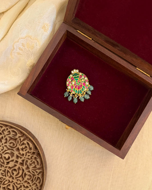 BR004 Jadau Kundan Brooch Saree Pin 2