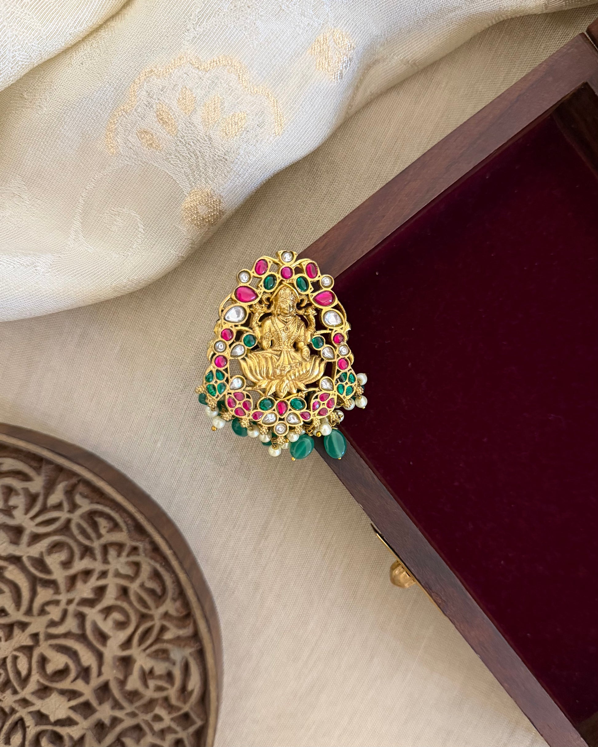 BR002 Jadau Kundan Brooch Saree Pin 2