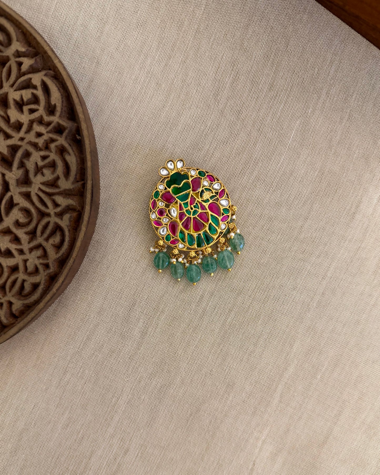 BR004 Jadau Kundan Brooch Saree Pin 1